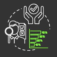 Performance indicator chalk RGB color concept icon. Report and metric. Metrics for evaluation. Corporate management idea. Vector isolated chalkboard illustration on black background