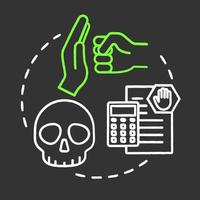 Manage threats chalk RGB color concept icon. Assess virus. Self-building and development. Handling crisis. Avoid fraud. Achieve goals idea. Vector isolated chalkboard illustration on black background