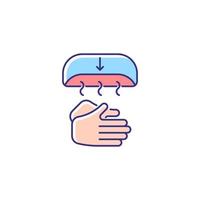 Air dry hands RGB color icon. Hygienic alternative. Hand-drying method. Spreading germs risk. Electric device at public washroom. Fast drying. Isolated vector illustration. Simple filled line drawing