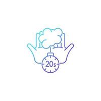 Scrub hands for twenty seconds gradient linear vector icon. Clearing out germs. Rubbing hands under warm water. Thin line color symbol. Modern style pictogram. Vector isolated outline drawing