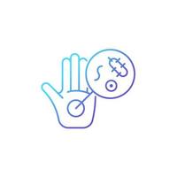 Dirty hands gradient linear vector icon. Germs on unwashed hands. Spreading infectious diseases. Contaminated palms. Thin line color symbol. Modern style pictogram. Vector isolated outline drawing