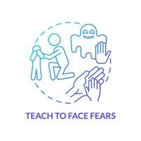 Teach to face fears blue gradient concept icon. Support kid abstract idea thin line illustration. Help child to overcome phobias. Child health. Vector isolated outline color drawing