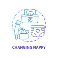 Changing nappy blue gradient concept icon. Child nursing abstract idea thin line illustration. Baby hygiene. Remove skin rash with powder and cream. Vector isolated outline color drawing