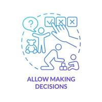 Allow making decisions blue gradient concept icon. Kid making choice abstract idea thin line illustration. Family hierarchy. Childs responsibility. Vector isolated outline color drawing
