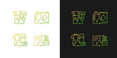 Reduce environmental pollution gradient icons set for dark and light mode. Compostable straws. Thin line contour symbols bundle. Isolated vector outline illustrations collection on black and white