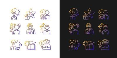 Vocation gradient icons set for dark and light mode vector