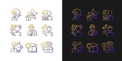 Vocation gradient icons set for dark and light mode vector