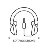 Wired circumaural headset linear icon vector