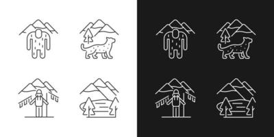 Mountaineering in Nepal linear icons set for dark and light mode vector