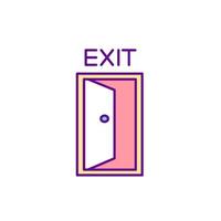 Emergency exit door RGB color icon vector