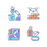 Automation in different industries RGB color icons set vector