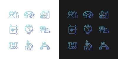 Automation technologies gradient icons set for dark and light mode vector