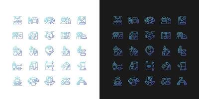 Automation gradient icons set for dark and light mode vector