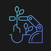 Robots for planting gradient vector icon for dark theme