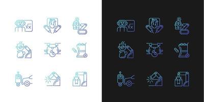 Leading technologies gradient icons set for dark and light mode vector