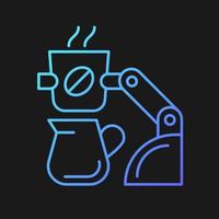 Coffee making robot gradient vector icon for dark theme