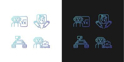 Robotics technology gradient icons set for dark and light mode vector