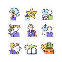 Vocation RGB color icons set vector