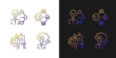 Creative and professional talents gradient icons set for dark and light mode vector