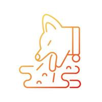 Vomiting pet gradient linear vector icon. Emesis and throwing up. Stomach illness. Sick animal with digestive problems. Thin line color symbol. Modern style pictogram. Vector isolated outline drawing