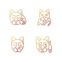 Pet infections gradient linear vector icons set. Parasite caused diseases. Digestive system affecting organisms. Thin line contour symbols bundle. Isolated outline illustrations collection