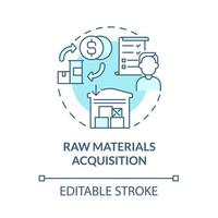 Raw materials acquisition blue concept icon. Procurement for business. Purchase goods. Operations managment abstract idea thin line illustration. Vector isolated outline color drawing. Editable stroke