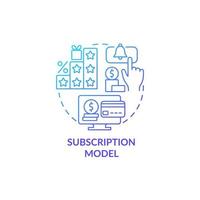 Subscription model blue gradient concept icon. Purchase online content. Monthly fee for software. Business model abstract idea thin line illustration. Vector isolated outline color drawing