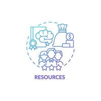 Resources blue gradient concept icon. Key components for corporate production. Organizational components. Business model abstract idea thin line illustration. Vector isolated outline color drawing