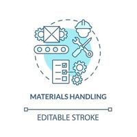 Materials handling blue concept icon. Monitoring maintenance of merchandise. Operations managment abstract idea thin line illustration. Vector isolated outline color drawing. Editable stroke