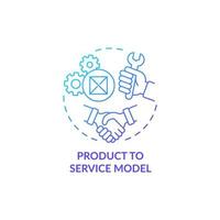 Product to service model blue gradient concept icon. Aproach to company structure. Production strategy. Business model abstract idea thin line illustration. Vector isolated outline color drawing