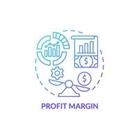 Profit margin blue gradient concept icon. Calculating net revenue. Financial gain. Earnings from service. Business model abstract idea thin line illustration. Vector isolated outline color drawing