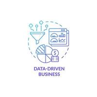 Data driven business blue gradient concept icon. Information as service. Monitoring analytics. sBusiness model abstract idea thin line illustration. Vector isolated outline color drawing