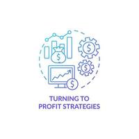 Turning to profit strategies blue gradient concept icon. Growing finance. Monitoring company sales rate. Business model abstract idea thin line illustration. Vector isolated outline color drawing