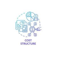 Icono de concepto degradado azul de estructura de costos. analizar las fuentes de ingresos y los gastos de la empresa. modelo de negocio idea abstracta ilustración de línea fina. dibujo de color de contorno aislado vectorial vector