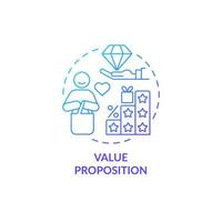 Value proposition blue gradient concept icon. Product quality promised by company to customer. Business model abstract idea thin line illustration. Vector isolated outline color drawing