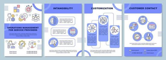 Operation management for service providers brochure template. Flyer, booklet, leaflet print, cover design with linear icons. Vector layouts for presentation, annual reports, advertisement pages