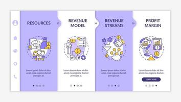 plantilla de vector de incorporación de componentes de negocio. estructura de la empresa. sitio web móvil receptivo con iconos. Tutorial de la página web Pantallas de 4 pasos. concepto de color empresarial con ilustraciones lineales