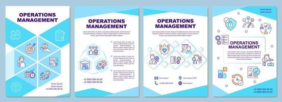 Operations management brochure template. Monitoring production. Flyer, booklet, leaflet print, cover design with linear icons. Vector layouts for presentation, annual reports, advertisement pages