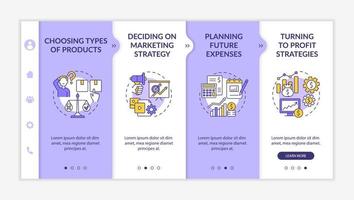 Deciding on business model onboarding vector template. Responsive mobile website with icons. Web page walkthrough 5 step screens. Enterprise color concept with linear illustrations