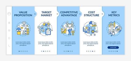 Business operations onboarding vector template. Company structure. Responsive mobile website with icons. Web page walkthrough 5 step screens. Enterprise color concept with linear illustrations