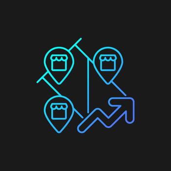 Icono de vector de gradiente de incentivos de expansión para tema oscuro. motivación para el desarrollo empresarial. programa gubernamental. símbolo de color de línea fina. pictograma de estilo moderno. dibujo de contorno aislado vectorial