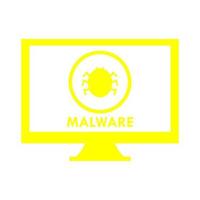 Malware on pc on white background vector