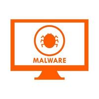 Malware on pc on white background vector