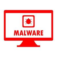 Malware on pc on white background vector