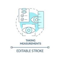 Taking measurements blue concept icon. Physical test and preparation. Eye measurements before lasik surgery abstract idea thin line illustration. Vector isolated outline color drawing. Editable stroke