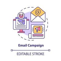 Email campaign concept icon. Small business advertisement. Online communication with customers marketing abstract idea thin line illustration. Vector isolated outline color drawing. Editable stroke