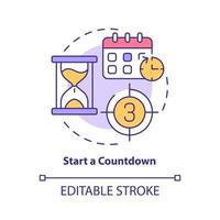 Countdown concept icon. Start boosting customer engagement. Small business marketing strategy abstract idea thin line illustration. Vector isolated outline color drawing. Editable stroke