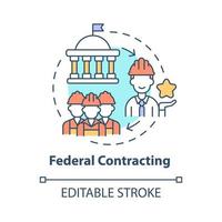 Federal contracting concept icon. Startup support. Small business and government partnership abstract idea thin line illustration. Vector isolated outline color drawing. Editable stroke