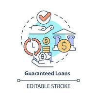 Guaranteed loans launching concept icon. Small business. Startup development financial program abstract idea thin line illustration. Vector isolated outline color drawing. Editable stroke