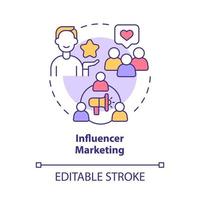 Influencer marketing concept icon. Blogger advertising providing to launch business. Small business abstract idea thin line illustration. Vector isolated outline color drawing. Editable stroke